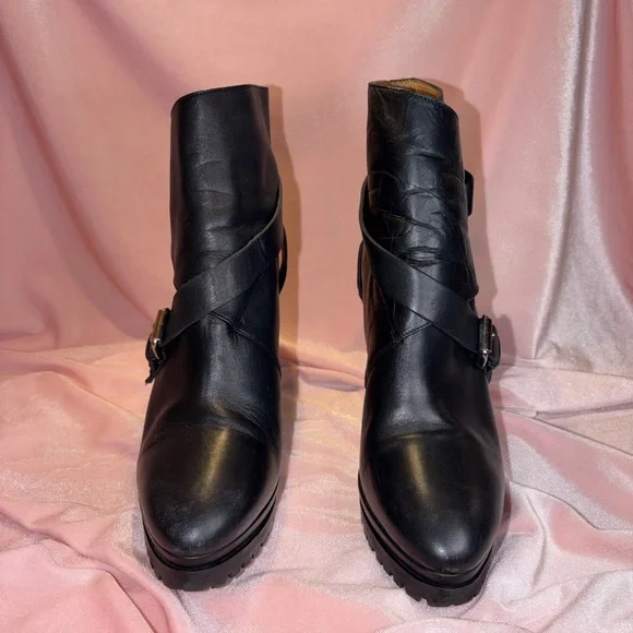 Authentic AllSaints Sarris Black Leather Booties – Size 39 – Made in Portugal 🇵🇹 - Picture 3 of 9